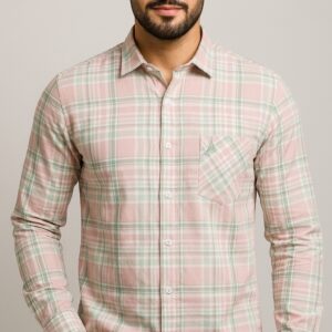Men Regular Fit | Light Pink | Check Shirt