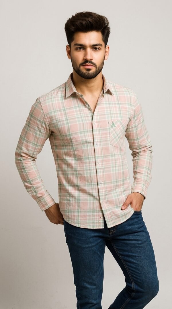 Men Regular Fit | Light Pink | Check Shirt – Atrova